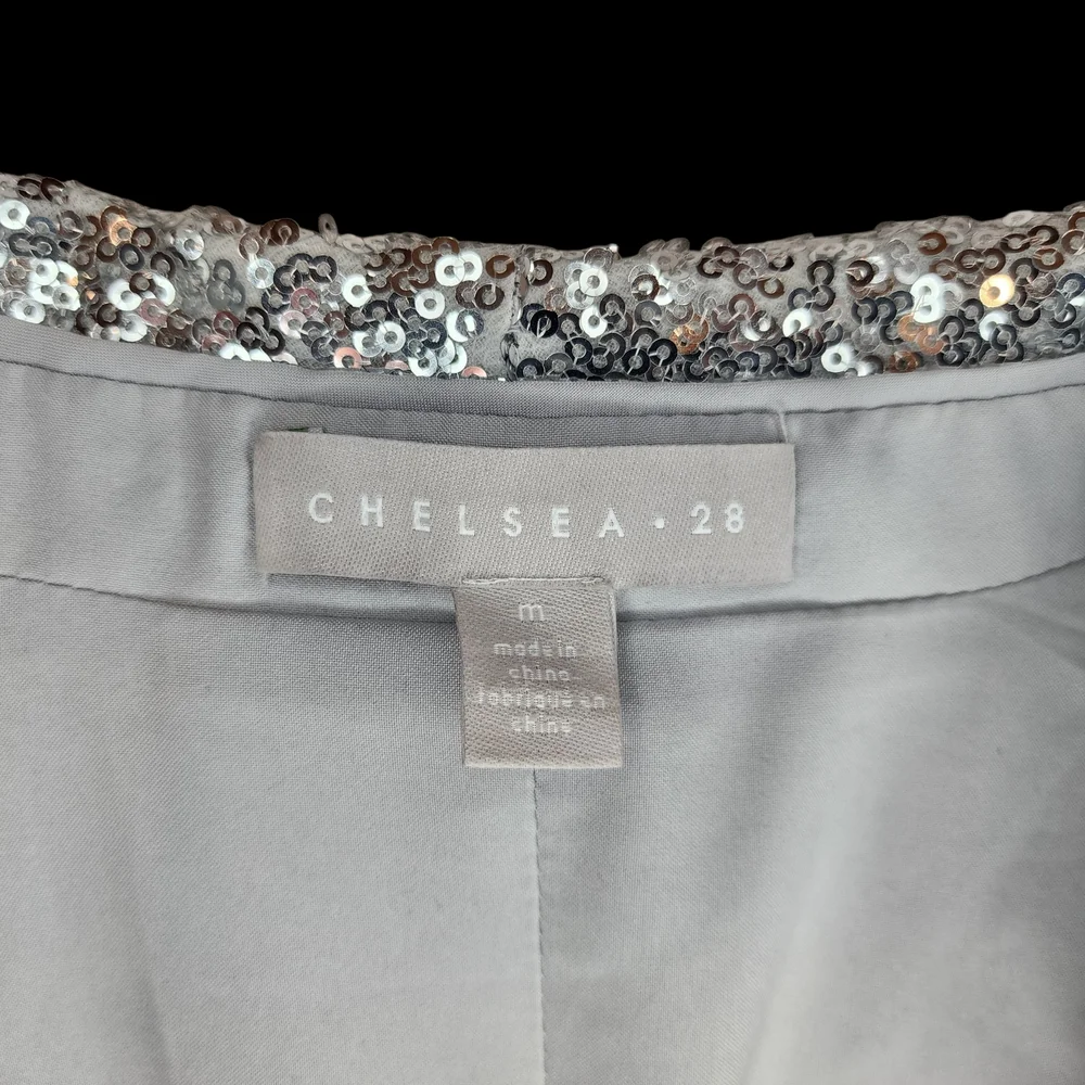 Chelsea28 Silver Sequin Open-Front Jacket, Size Medium - Picture 4 of 9